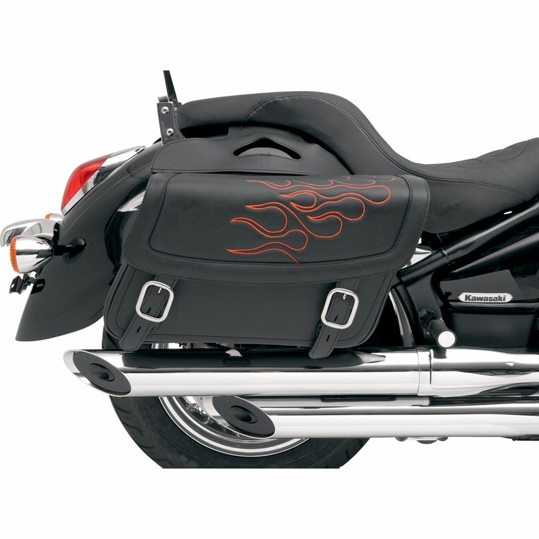 Sadelväskor Highwayman Tattoo Svart Orange SADDLEMEN