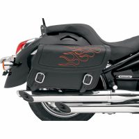 Sadelväskor Highwayman Tattoo Svart Orange SADDLEMEN