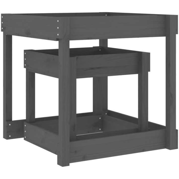 Sandbord 2 st grå massiv furu vidaXL – bild 7