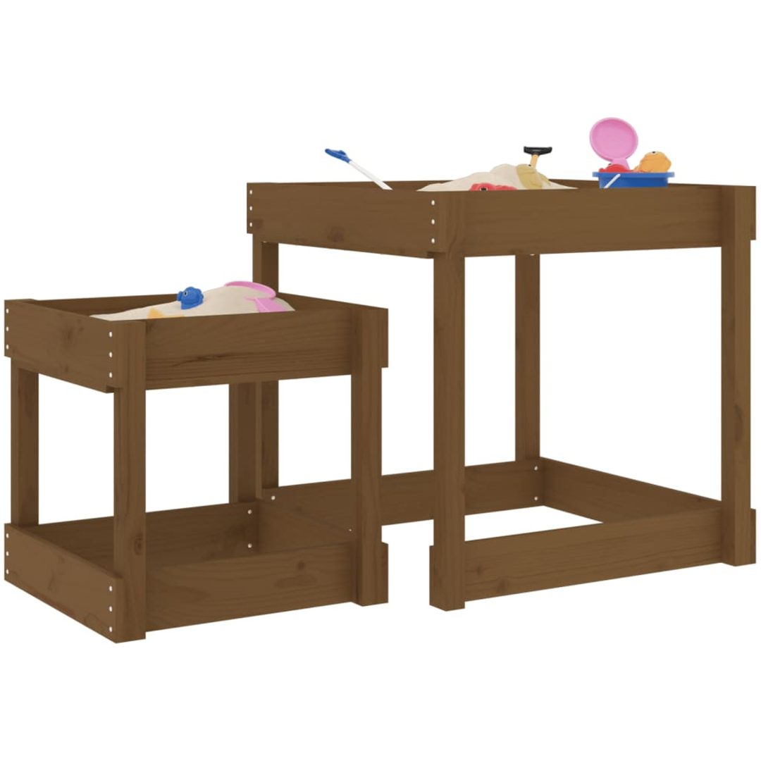Sandbord 2 st honungsbrun massiv furu vidaXL