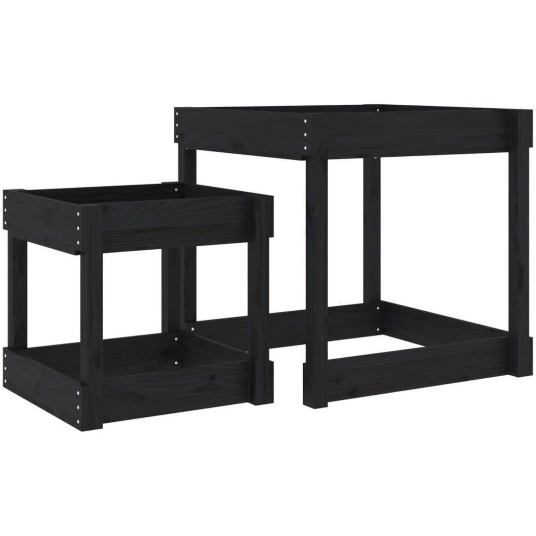Sandbord 2 st svart massiv furu vidaXL – bild 2