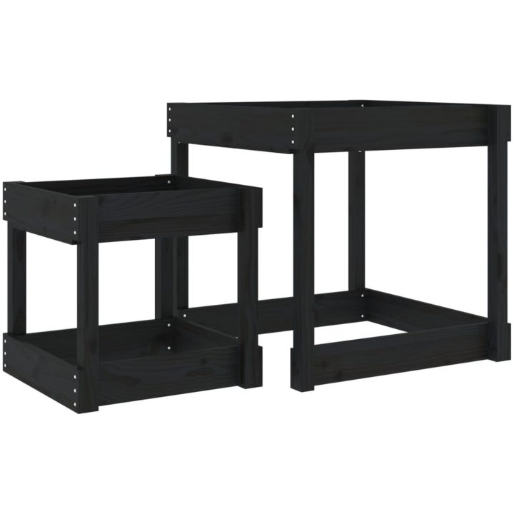 Sandbord 2 st svart massiv furu vidaXL – bild 2