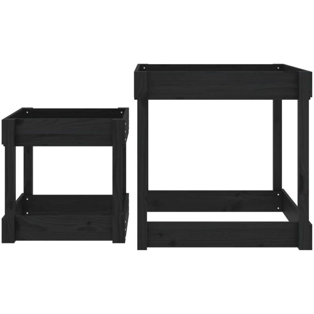 Sandbord 2 st svart massiv furu vidaXL – bild 4
