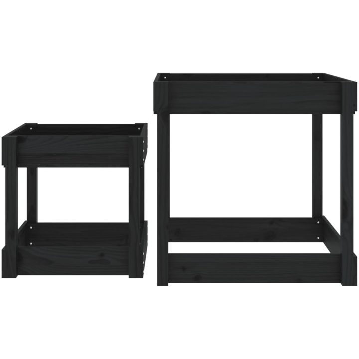 Sandbord 2 st svart massiv furu vidaXL – bild 4