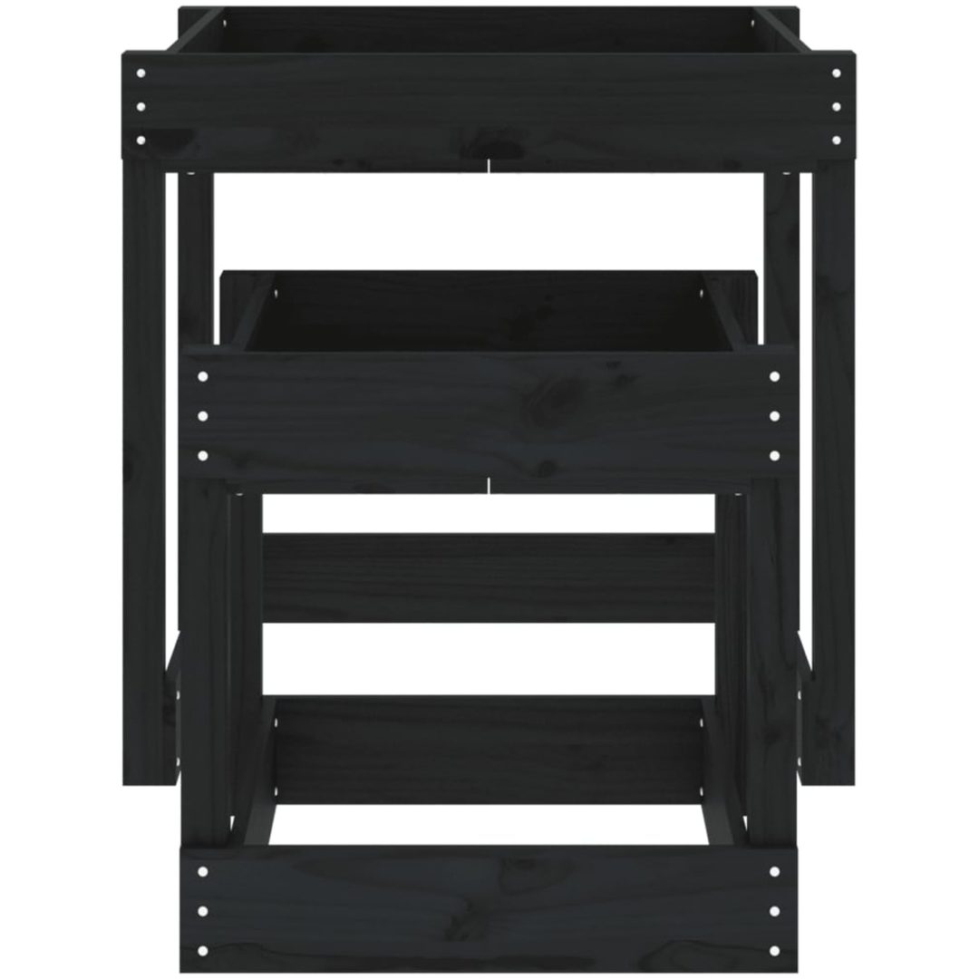 Sandbord 2 st svart massiv furu vidaXL – bild 5