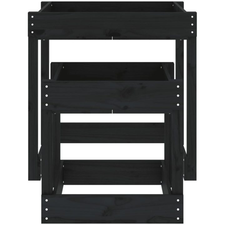 Sandbord 2 st svart massiv furu vidaXL – bild 5
