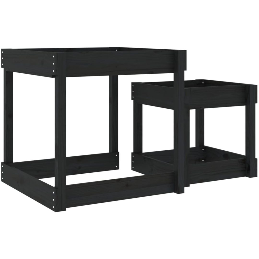 Sandbord 2 st svart massiv furu vidaXL – bild 6