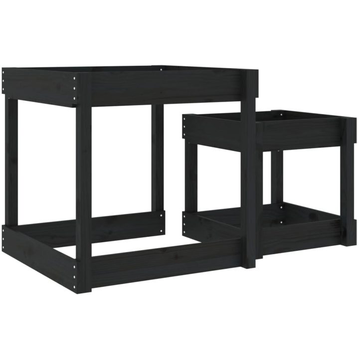 Sandbord 2 st svart massiv furu vidaXL – bild 6