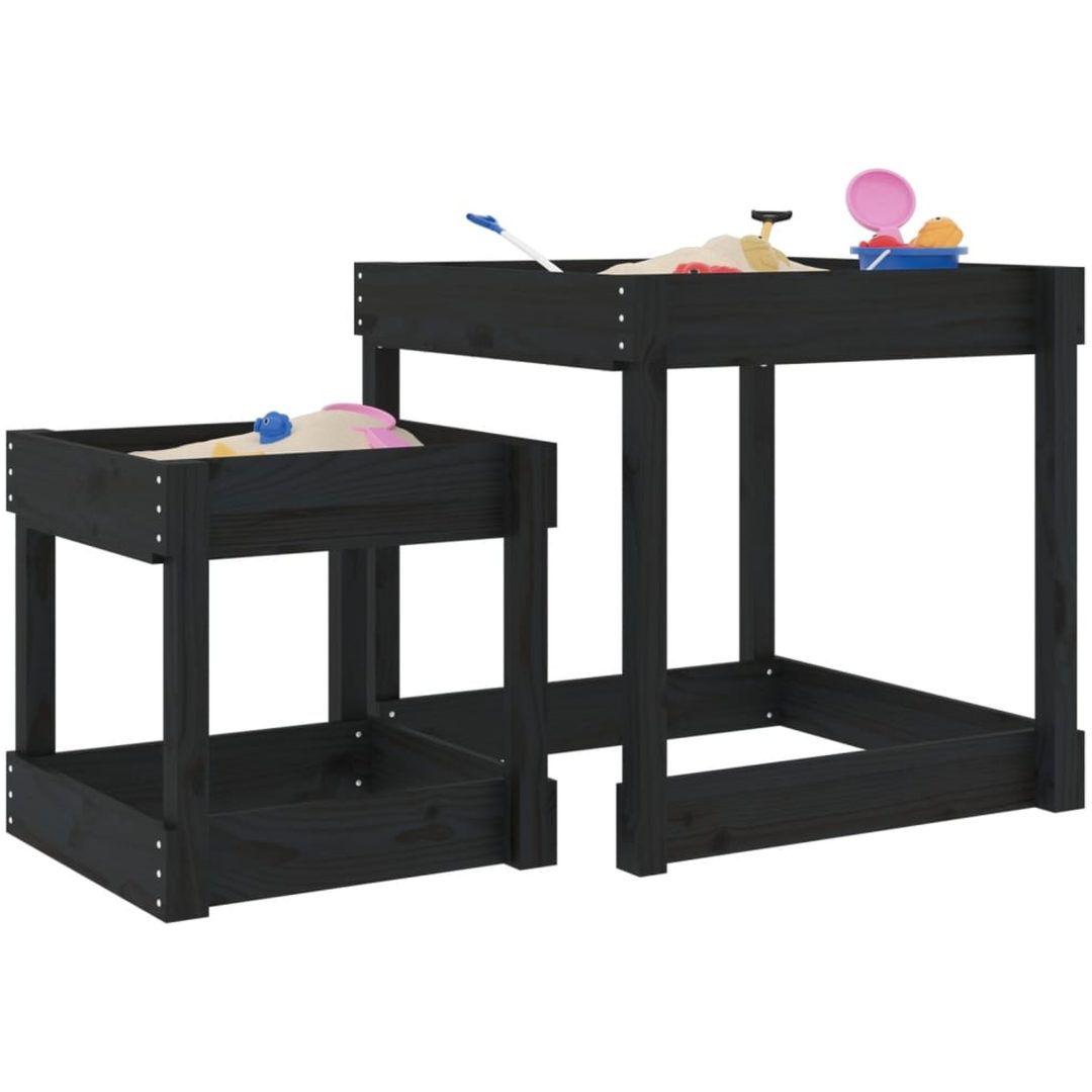 Sandbord 2 st svart massiv furu vidaXL