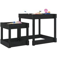 Sandbord 2 st svart massiv furu vidaXL