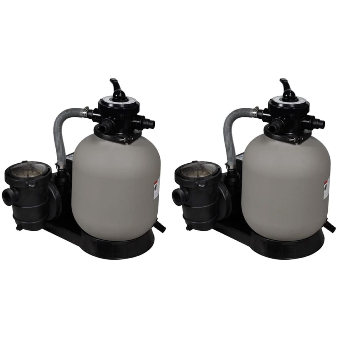 Sandfilterpumpar 2 st 600 W 17000 l/tim vidaXL