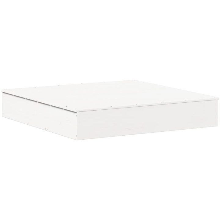 Sandlåda med Lock vit 111x111x19,5 cm massiv furu vidaXL – bild 2