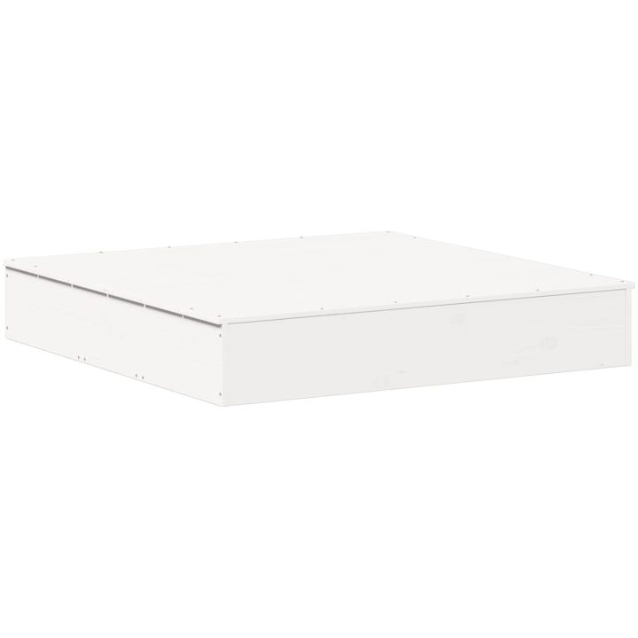Sandlåda med Lock vit 111x111x19,5 cm massiv furu vidaXL – bild 6