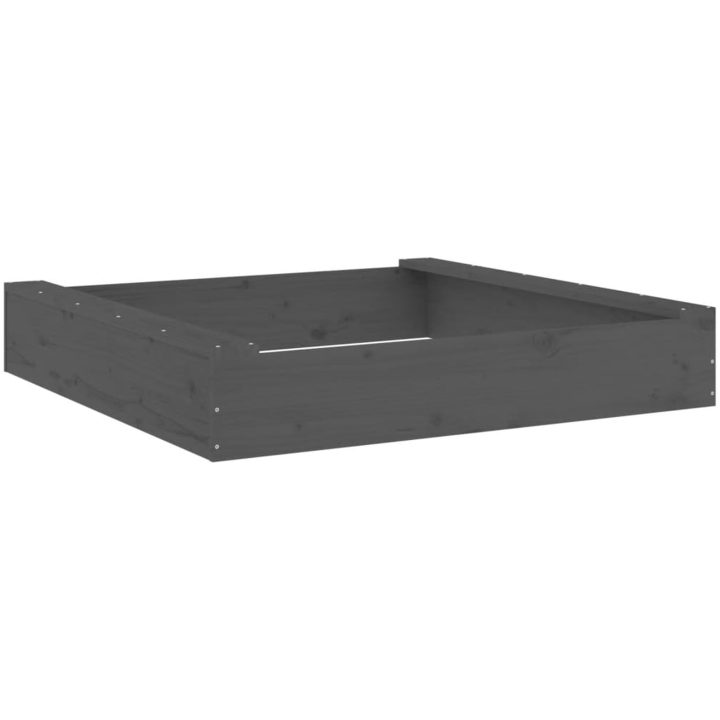 Sandlåda med säten grå fyrkantigt massiv furu vidaXL 111 x 111 x 20 cm – bild 2