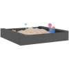 Sandlåda med säten grå fyrkantigt massiv furu vidaXL 111 x 111 x 20 cm – miniatyr 3