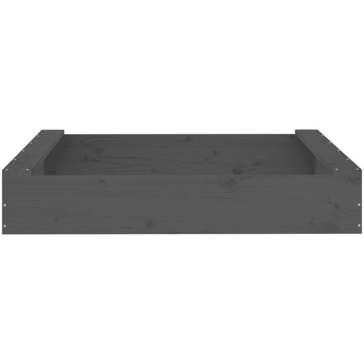 Sandlåda med säten grå fyrkantigt massiv furu vidaXL 111 x 111 x 20 cm – bild 4