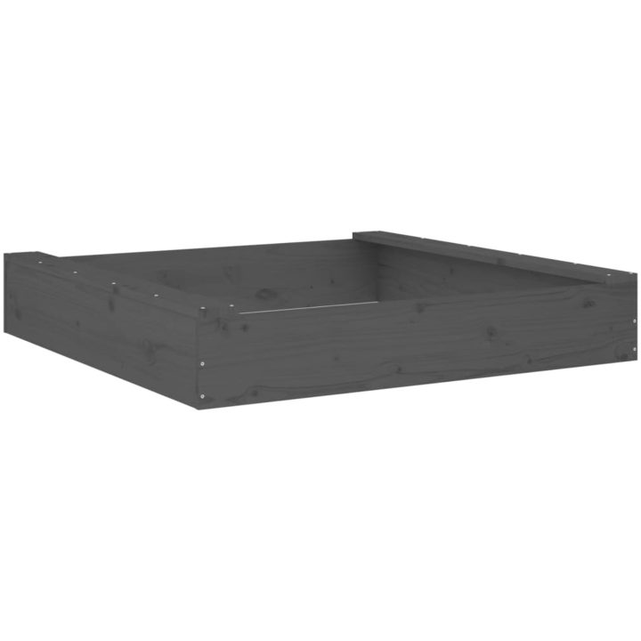 Sandlåda med säten grå fyrkantigt massiv furu vidaXL 111 x 111 x 20 cm – bild 6