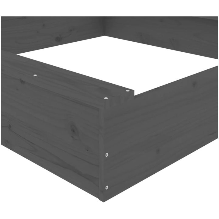 Sandlåda med säten grå fyrkantigt massiv furu vidaXL 111 x 111 x 20 cm – bild 7