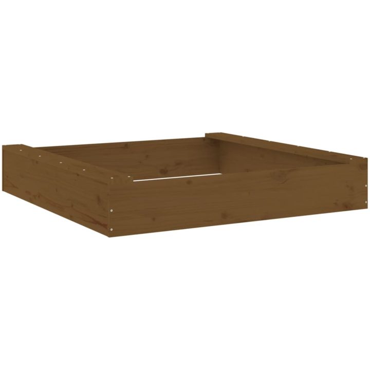 Sandlåda med säten honungsbrun fyrkantig massiv furu vidaXL 111 x 111 x 20 cm – bild 2
