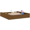Sandlåda med säten honungsbrun fyrkantig massiv furu vidaXL 111 x 111 x 20 cm – miniatyr 3