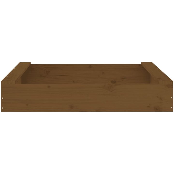 Sandlåda med säten honungsbrun fyrkantig massiv furu vidaXL 111 x 111 x 20 cm – bild 4