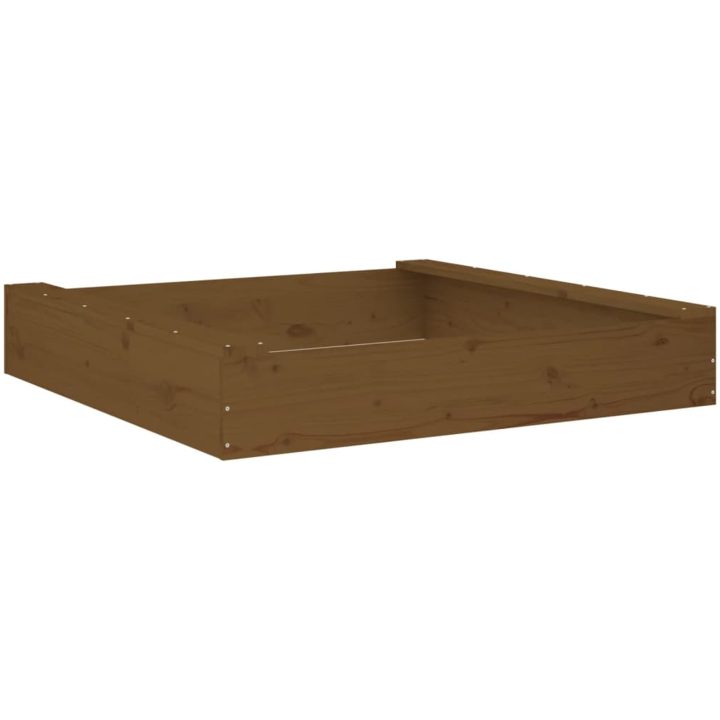 Sandlåda med säten honungsbrun fyrkantig massiv furu vidaXL 111 x 111 x 20 cm – bild 6