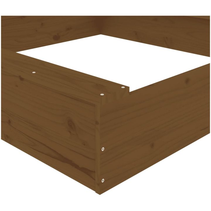 Sandlåda med säten honungsbrun fyrkantig massiv furu vidaXL 111 x 111 x 20 cm – bild 7