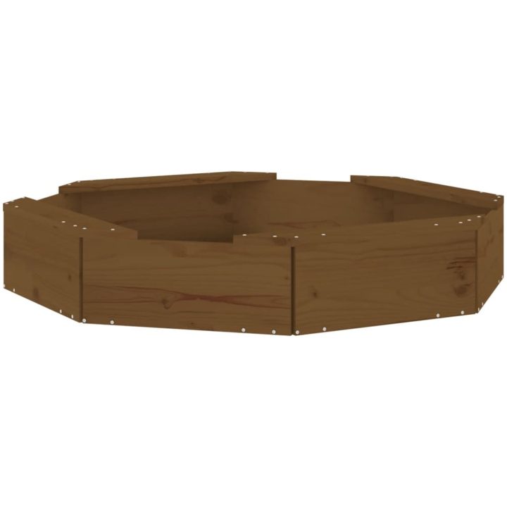 Sandlåda med säten honungsbrun oktagon massiv furu vidaXL 111 x 111 x 20 cm – bild 2