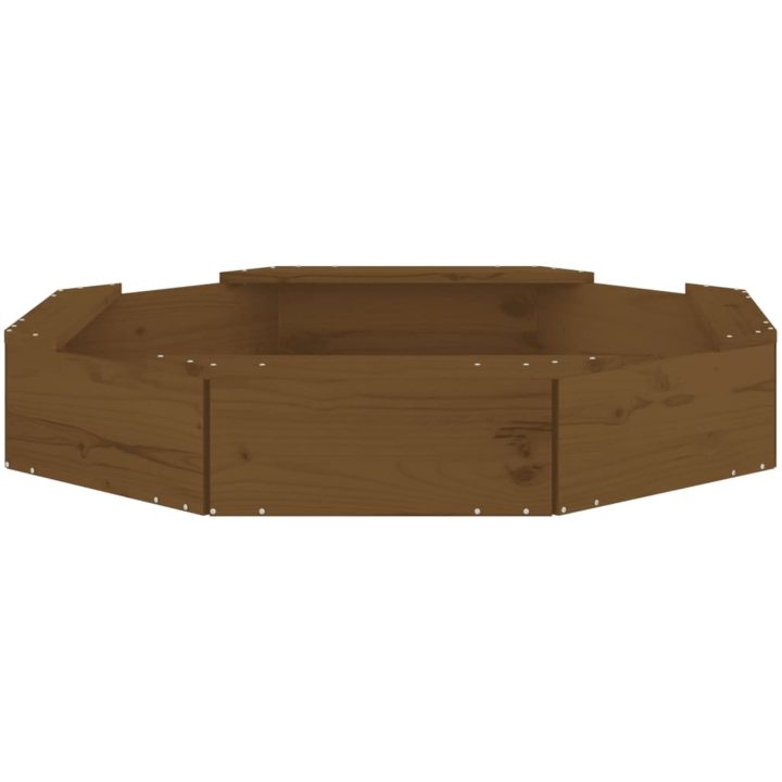Sandlåda med säten honungsbrun oktagon massiv furu vidaXL 111 x 111 x 20 cm – bild 4