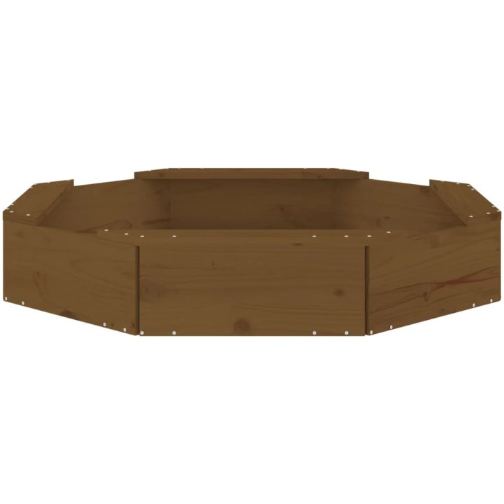 Sandlåda med säten honungsbrun oktagon massiv furu vidaXL 111 x 111 x 20 cm – bild 5