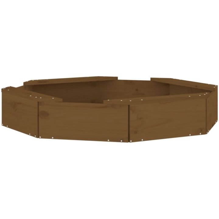 Sandlåda med säten honungsbrun oktagon massiv furu vidaXL 111 x 111 x 20 cm – bild 6