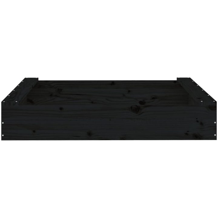 Sandlåda med säten svart fyrkantigt massiv furu vidaXL 111 x 111 x 20 cm – bild 4
