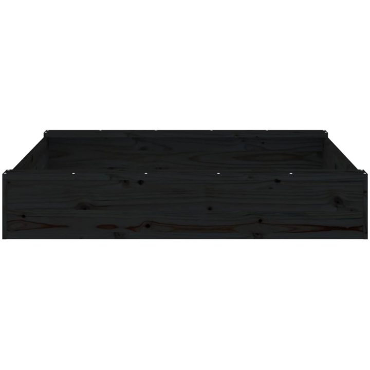 Sandlåda med säten svart fyrkantigt massiv furu vidaXL 111 x 111 x 20 cm – bild 5