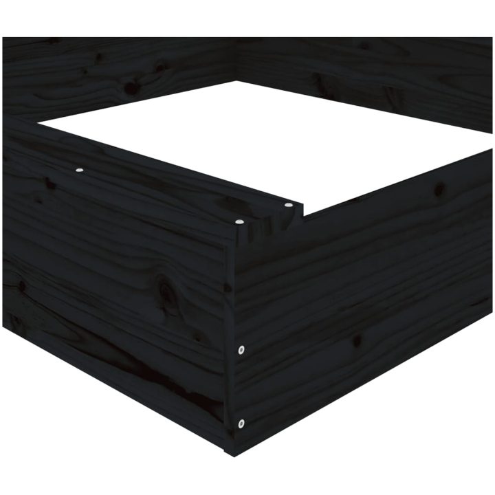 Sandlåda med säten svart fyrkantigt massiv furu vidaXL 111 x 111 x 20 cm – bild 7