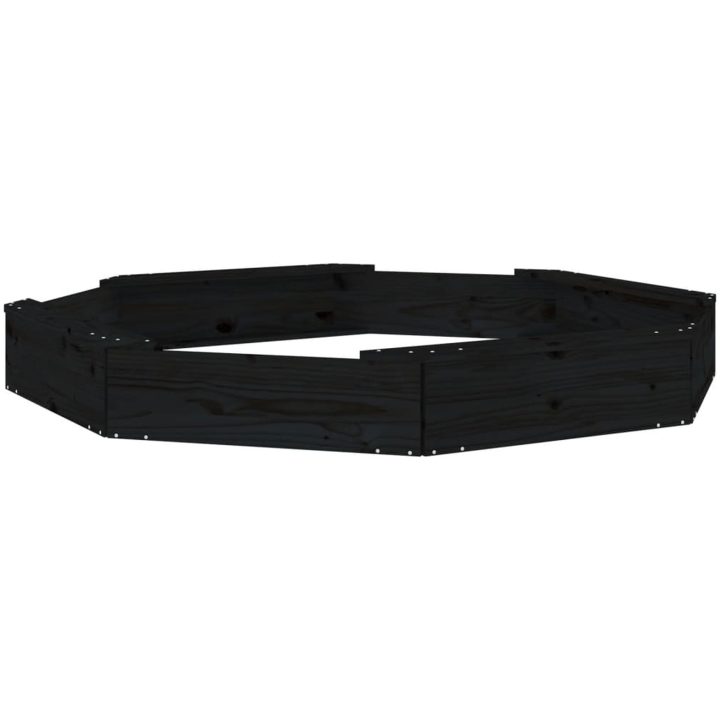 Sandlåda med säten svart oktagon massiv furu vidaXL 159.5 x 159.5 x 20 cm – bild 2