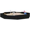 Sandlåda med säten svart oktagon massiv furu vidaXL 159.5 x 159.5 x 20 cm – miniatyr 3