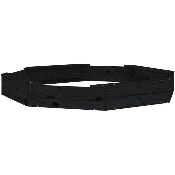 Sandlåda med säten svart oktagon massiv furu vidaXL 159.5 x 159.5 x 20 cm – bild 6