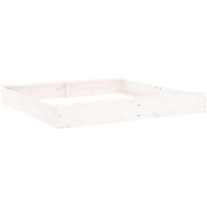 Sandlåda med säten vit fyrkantigt massiv furu vidaXL 160 x 160 x 20 cm – bild 2