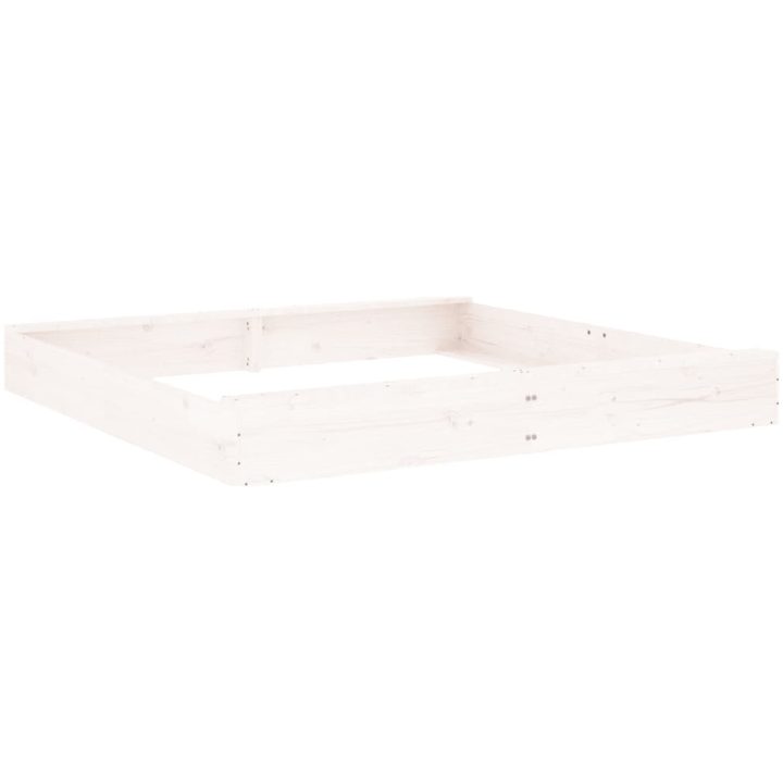 Sandlåda med säten vit fyrkantigt massiv furu vidaXL 160 x 160 x 20 cm – bild 6