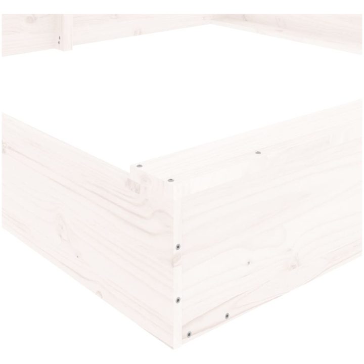Sandlåda med säten vit fyrkantigt massiv furu vidaXL 160 x 160 x 20 cm – bild 7