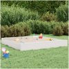 Sandlåda med säten vit fyrkantigt massiv furu vidaXL 160 x 160 x 20 cm – miniatyr 1