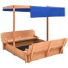 Sandlåda med tak granträ 112x112x112 cm vidaXL – miniatyr 2