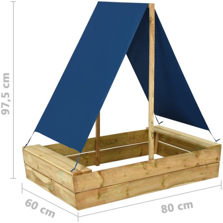 Sandlåda med tak impregnerad furu vidaXL 80 x 60 x 97.5 cm – bild 6