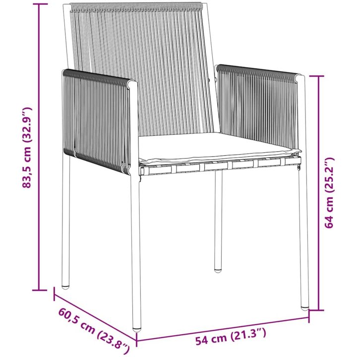Set med 4 Svart Poly Rattan Hållbar vidaXL 54x60.5x83.5 cm – bild 8
