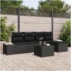 Set med 6 delar trädgårdsoffa med kudde beige polyrotting vidaXL 294 x 117 x 85 cm – miniatyr 1