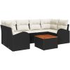 Set med 7 Delar Trädgårdsoffa med Kuddar Svart Poly Rattan Akacia vidaXL 55 x 55 x 37 cm – miniatyr 2