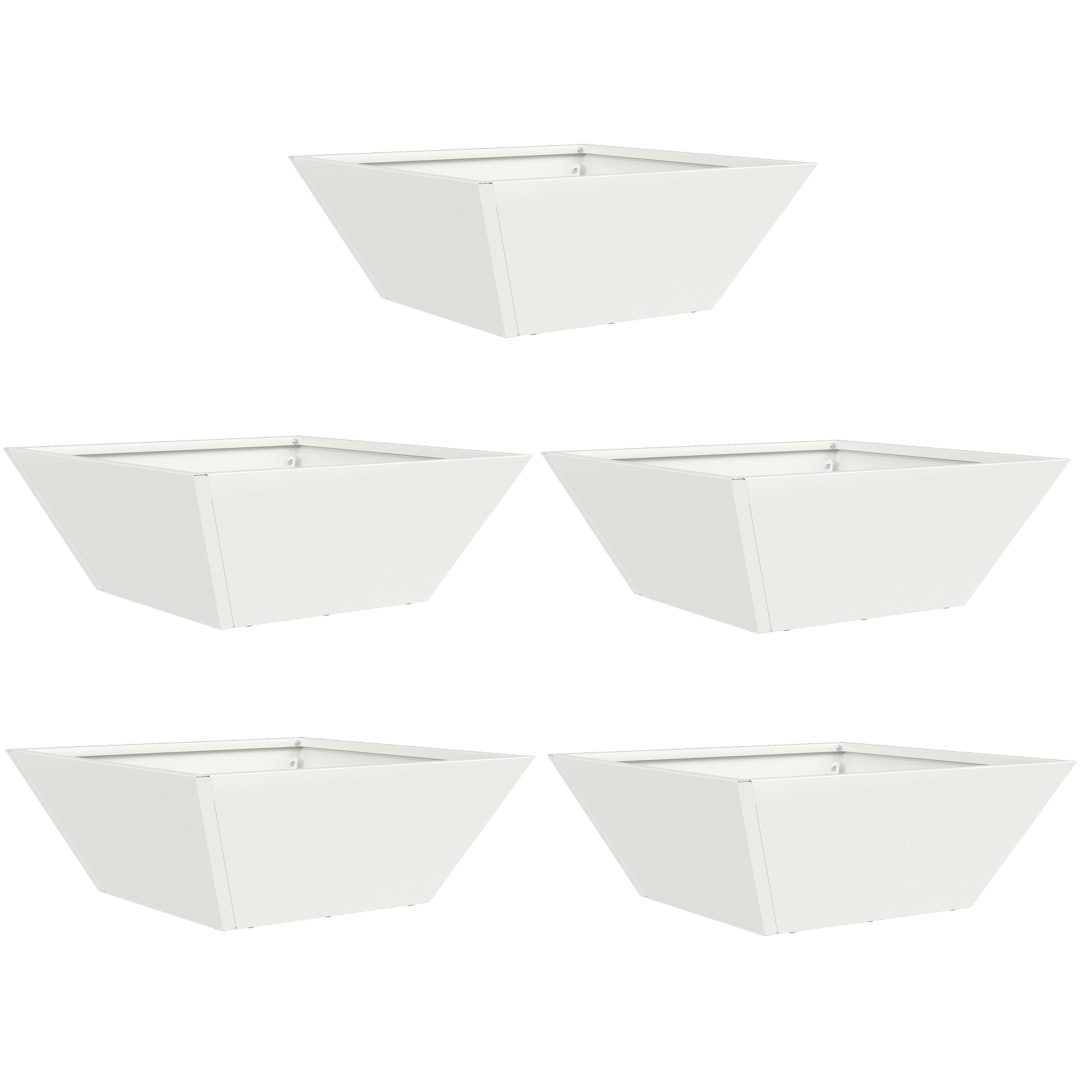 Set med plastkrukor Vit Plast Stapelbar vidaXL 40 x 40 x 15 cm – bild 2