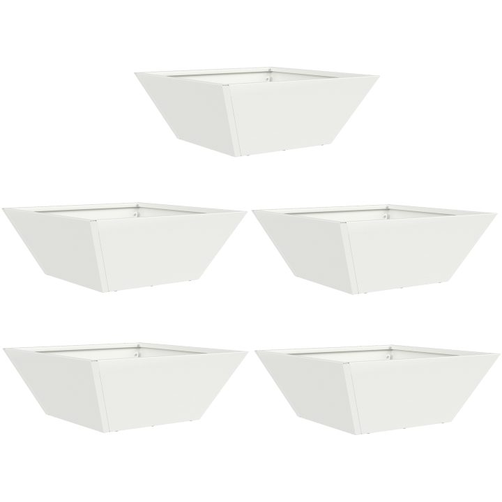Set med plastkrukor Vit Plast Stapelbar vidaXL 40 x 40 x 15 cm – bild 2