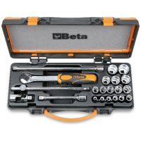 Set of 1 Reversible Socket Wrench with 16 6 points 3/8' Sockets + 5 accessories BETA