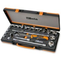 Set of 1 Reversible Socket Wrench with 17 6 points 1/2' Sockets + 5 accessories BETA